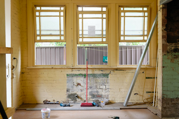 Picture on inside of a home in need of repair